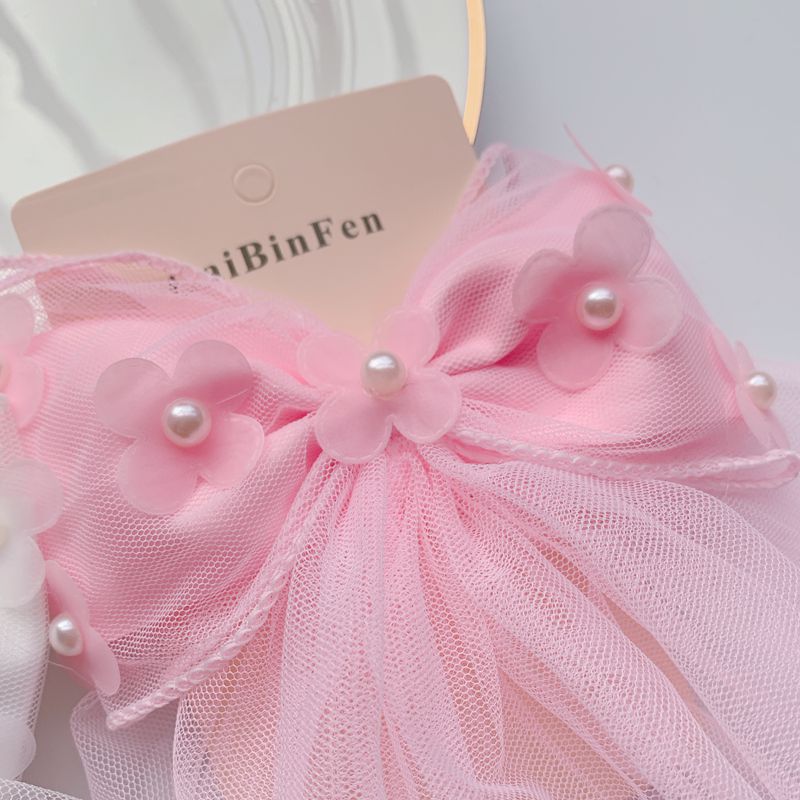 Kinderen Haar Accessoires Grote Haarspeld Mesh Boog Knoop Vier Blad Bloem Half Parel