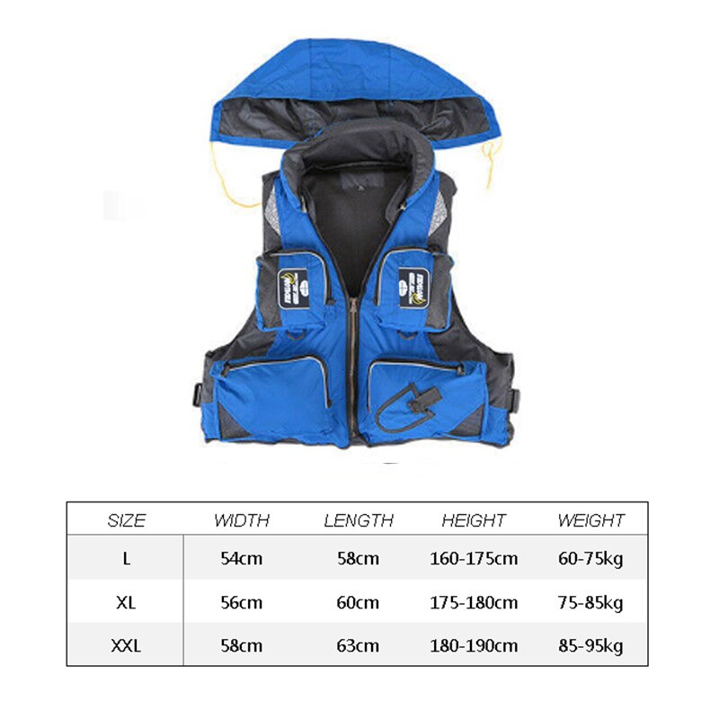 Life Jacket Fishing Swimming Outdoor Life Vest Boating for Adult Man Water Sport Vest Drifting Life Jacket Sailing Bearing 110KG: blue / L