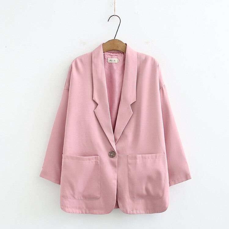 Forår efterår plus size blazere til kvinder store løse afslappede langærmede lommeblazere frakke pink sort 4xl 5xl 6xl 7xl: Lyserød / 5xl
