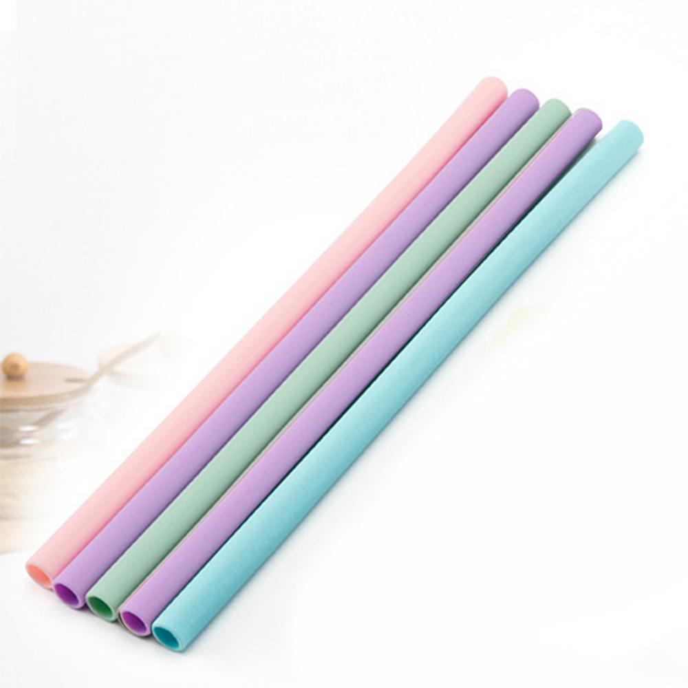 Tubo de pajita de silicona para beber, portátil, reutilizable, de viaje