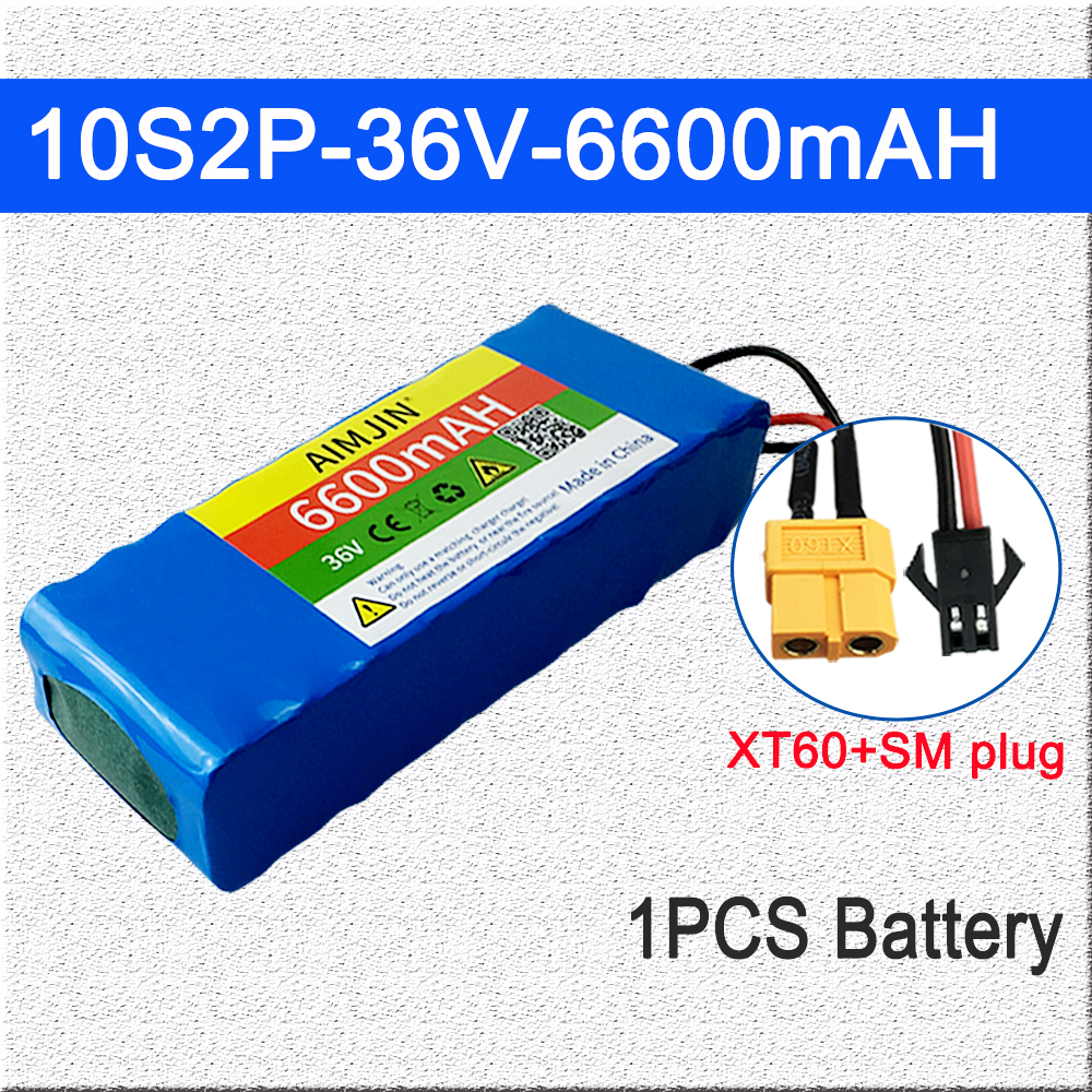 10S2P 36V 18650 6.6Ah Lithium Battery Pack Built-in BMS,For Electric 36V Scooter Bicycle: Pink