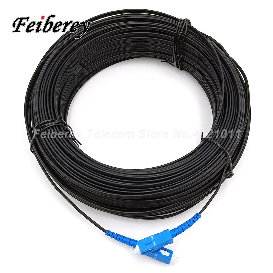 30m SC to SC Fiber Optic Cable Patch Jumper Outdoor SM Simplex G657A Single Fiber 3 Steel Wire SC/UPC Cable for FTTH