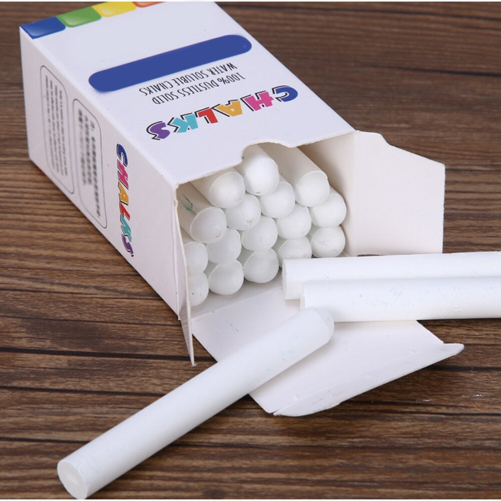 Tizas sin polvo lavables y ecológicas para niños, fácil de limpiar, pintura, enseñanza, color blanco, 20 Uds.