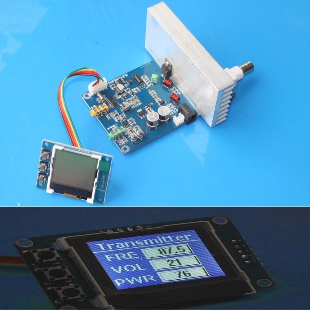 DC 12V FM Transmitter PLL Stereo 0.5W FM Radio broadcast Station receiver Digital LED display frequency diy kits