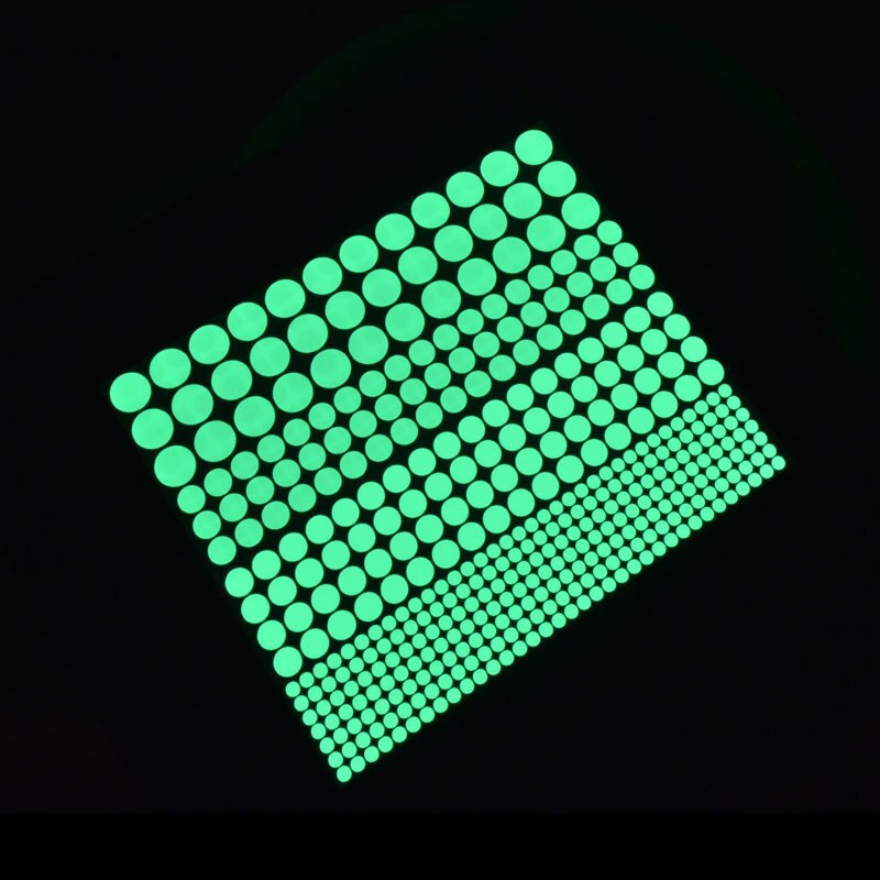 Stjärnor lyser i mörkret klistermärken självlysande 3d väggdekaler fluorescerande prick rund grön gör-det-själv-dekoration självlysande leksak