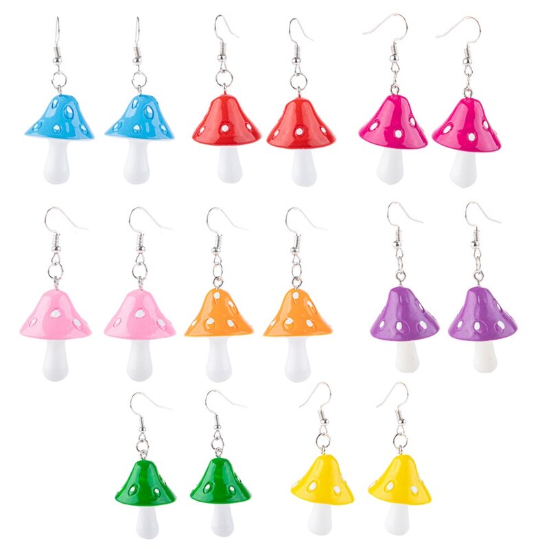 Acryl Paddestoel Lange Hanger Oorbellen Oorbellen Voor Meisjes Vrouwen Kinderen Mooie Sieraden