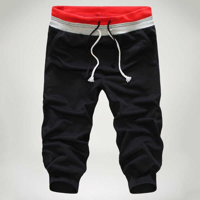 Heren Cropped Broek Jeugd Mode Toevallige Strand Broek Ademend Mannelijke Kleding Hip Hop Sport Trekkoord Broek: M / Black