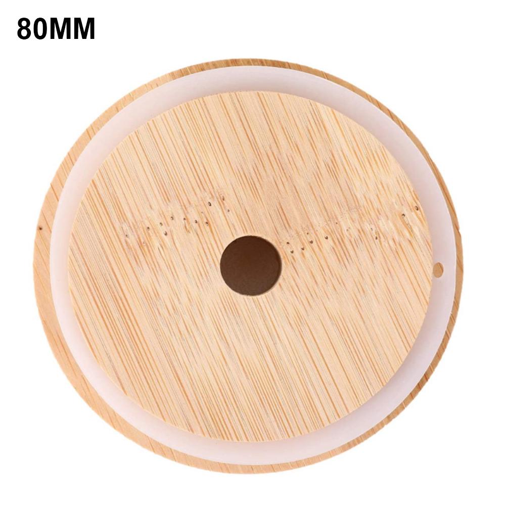 Tre tre lokk bambus kopp deksel marc kopp deksel lys krukker lokk stearinlys lage diy te lokk: 80mm