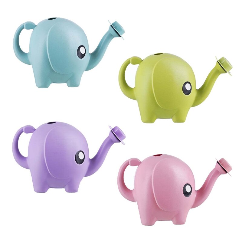 Regadera de elefante de dibujos animados para niños, botella de plástico de 1L, hervidor de agua largo para plantas, macetas de flores, hogar, Patio, césped