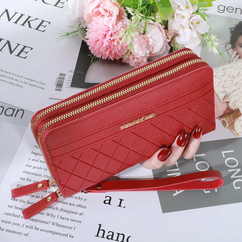 Lang damelommebok damevesker dusk myntveske kortholder lommebøker dame pu-skinn clutch: Svart