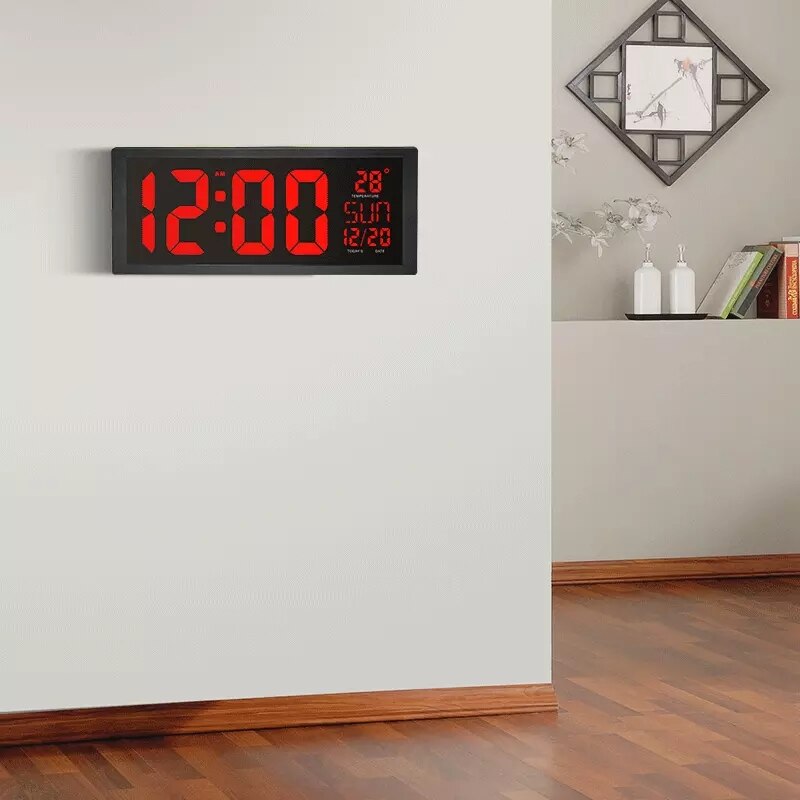 Large Number LED Wall Clock Display Electronic Thermometer Week Decorate Time Memory Clock Digital Clock Home Wall Clocks