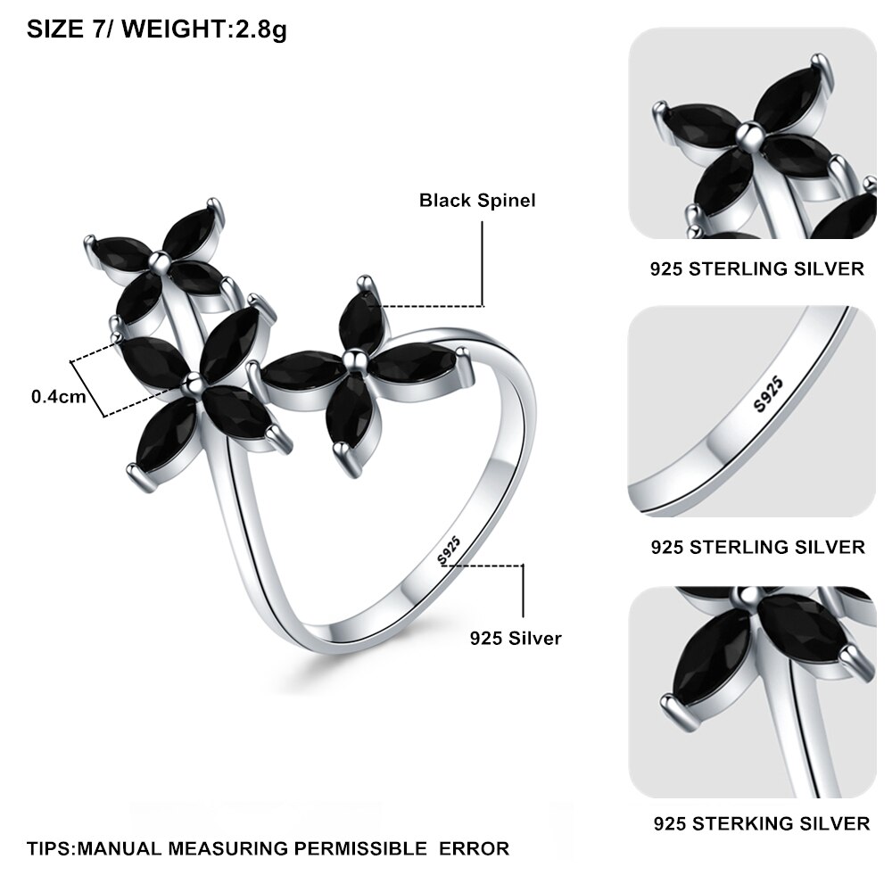 neue Schmuckstück modisch 925 Sterling Silber Edlen Schmuck Schwarz Spinell Engagement Ring für Frauen Anillos Mujer G069