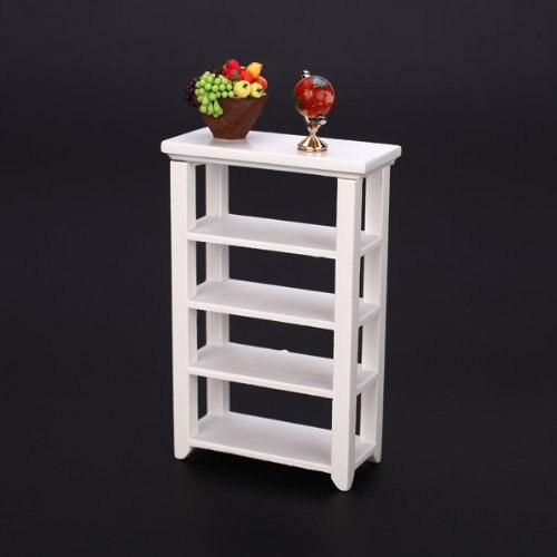 Regal weiss 1:12 poppenhuis miniatuur meubels houten studeerkamer