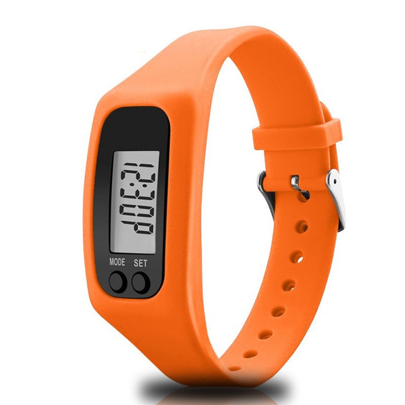 Pedometer Watch With LCD Display Walking Fitness Wristband Digital Step Count: Orange