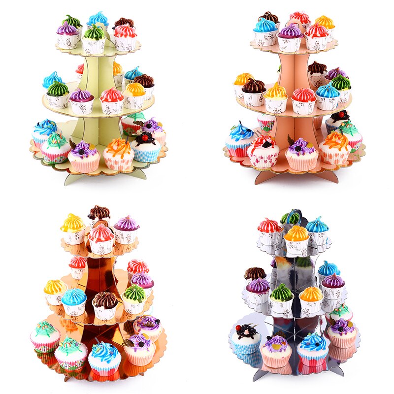 3- stöckiger cupcake-ständer, nachmittagstee, hochzeitsteller, partygeschirr, einweg-kuchenständer, turm, geburtstagsdekoration