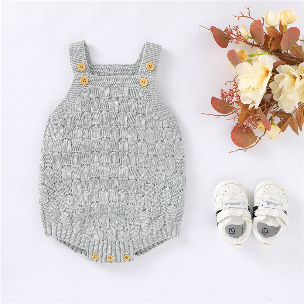 Fall Baby Boy Jumpsuit Cotton Sleeveless Sling Loose Button Closure Knitted Patchwork Winter for Winter Baby Girl Romper: B / size 100