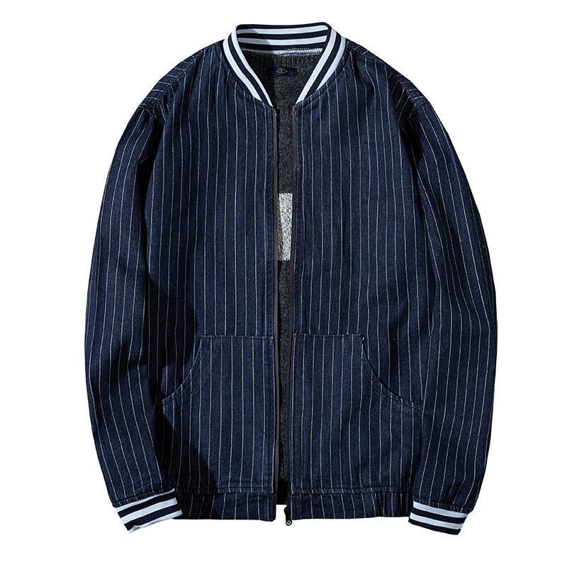 Oversize 8XL 7XL Jacket Coat Men's Stylish Loose Korean-Style Striped Jacket Men's Autumn and Winter Casual Outerwear: XXL