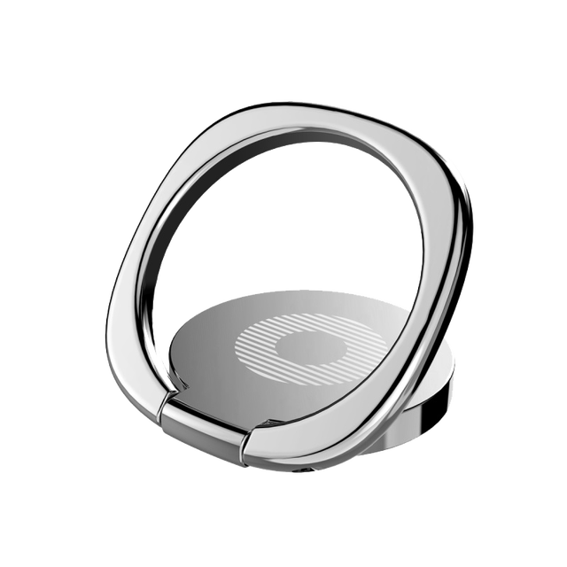 Soporte de anillo de dedo magnético para teléfono inteligente de coche, soporte giratorio de lujo para teléfono móvil: Plata