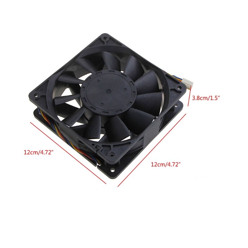 D12BM-12D Cooling Fan PQM 4P 12V 2.3A Server Cooling Fan 12cm 120x120x38mm 4700 rpm for Bitcoin Miner