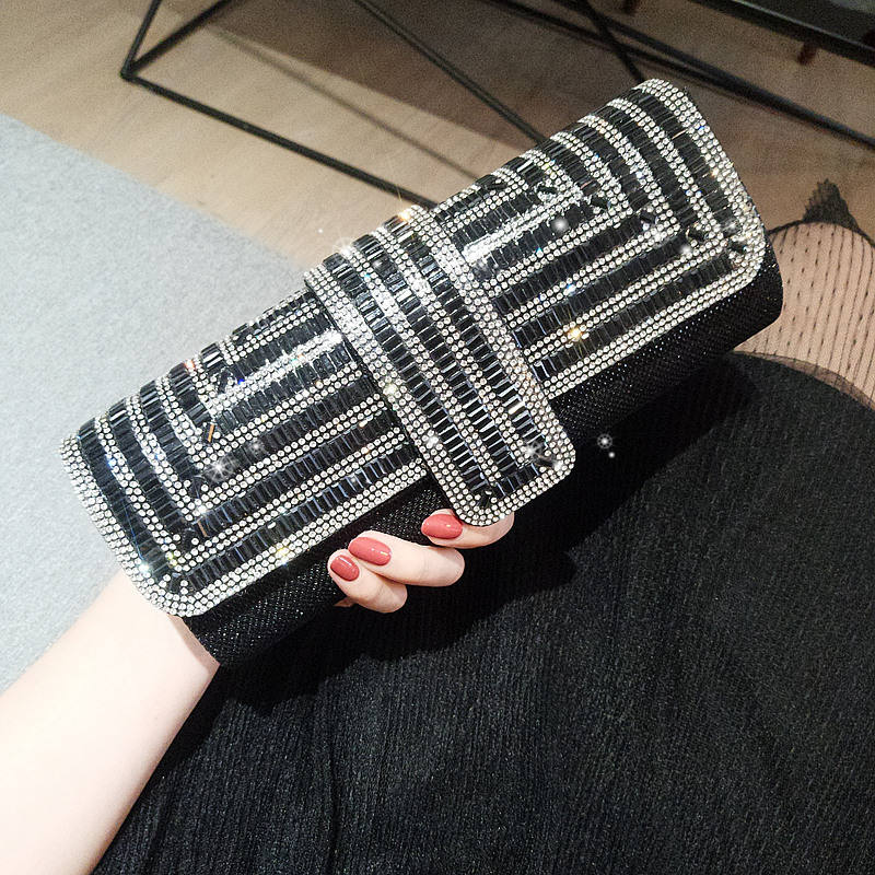 Fabrik direkte salg pind diamant tre rabat middagstaske hånd armhule kæde bryllupsfest krystal aften clutch taske