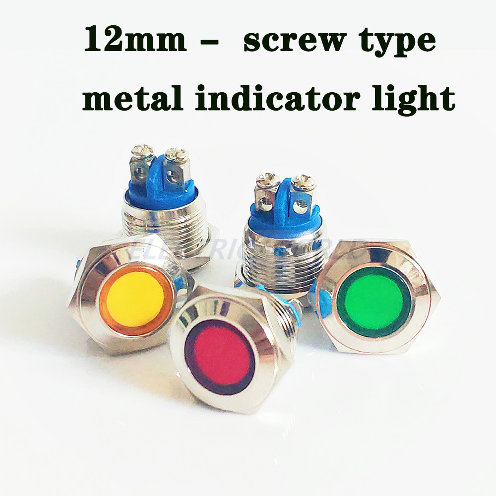 12mm waterproof Signal indicator lamp LED Metal Indicator light LIGHT 5V 12V 24V 220V screw connector light for motor bike