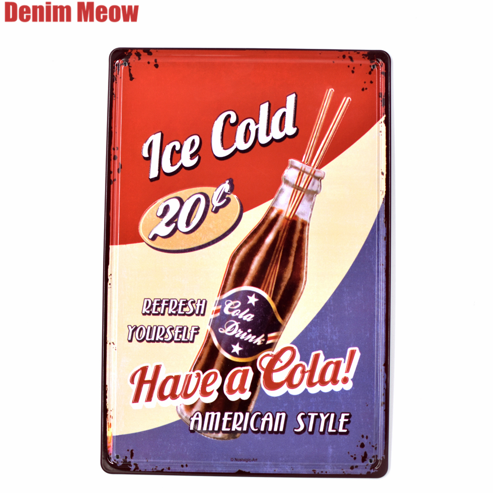 Cold Retro ICE COLD Vintage Embossed Metal Tin Signs Bar Pub ... – Grandado