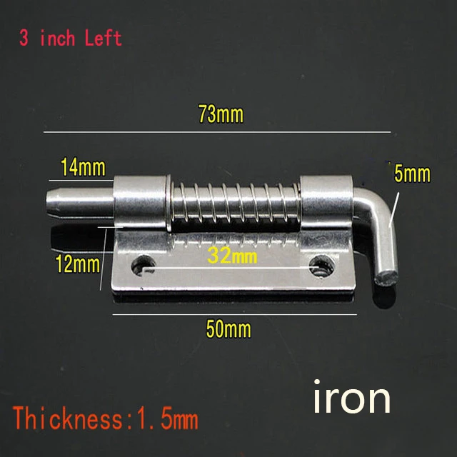 1Pc Long Silver Door Latch Sliding Lock Barrel Bolt Latch Hasp Staple Gate Safety Lock Latch Barrel Bolt Latch Spring Barrel: 2-5inch-left