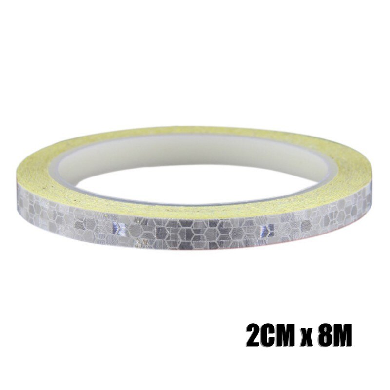 1cmx8m/2cmX8cm Bike Reflective Stickers Cycling Fluorescent Reflective Tape MTB Bicycle Safety Decor Luminous Body Sticker: B1
