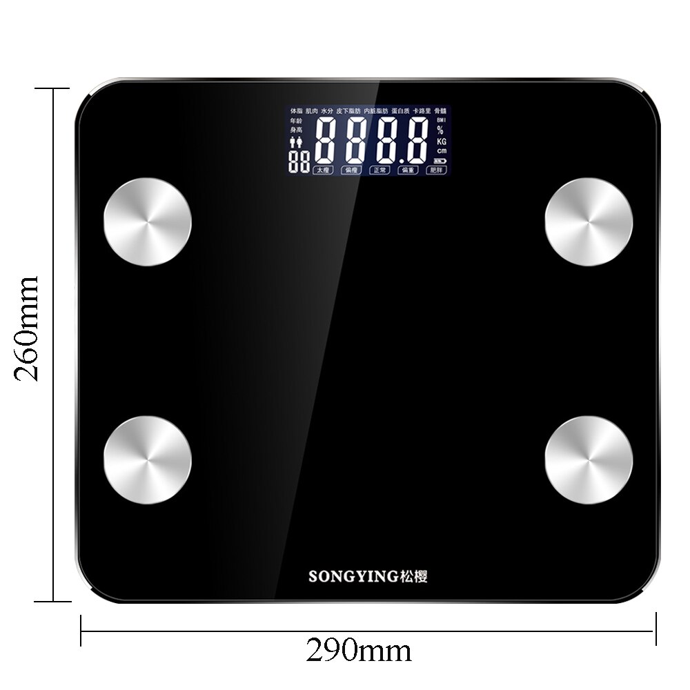 Fat scale LED display body fat weighing electronic weight scale body composition analysis health scale smart bathroom balance: Blue