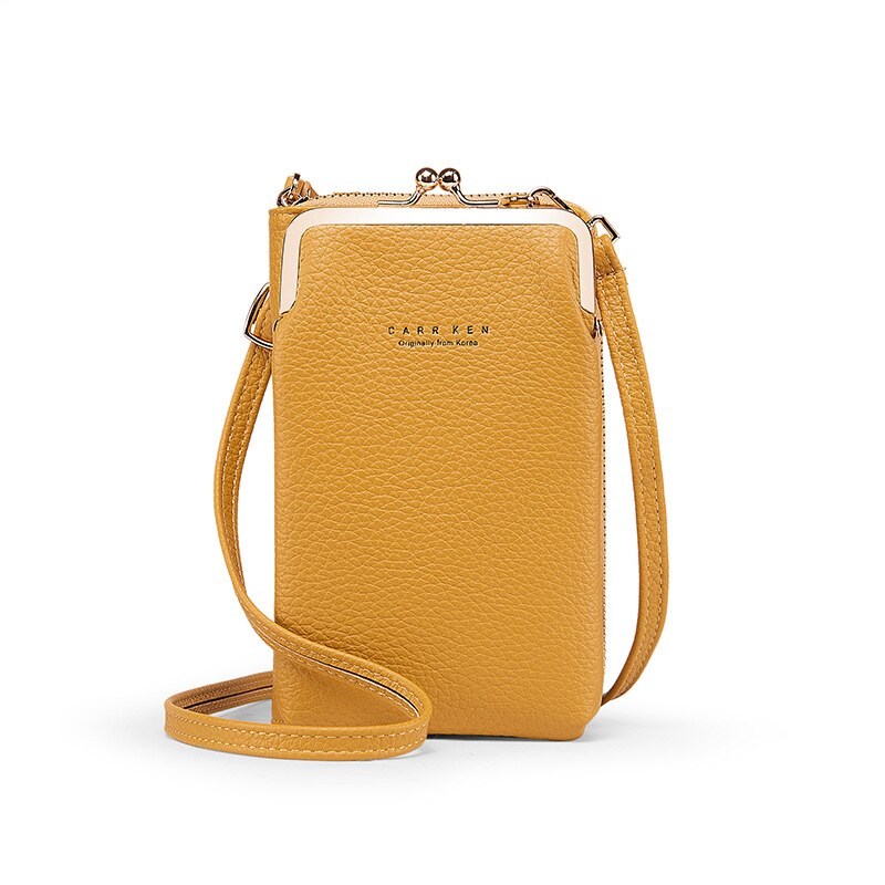 YOJESSY Yellow Women Bag Cell Phone Pocket Pu Leather Ladies Crossbody Bags Purse Female Messenger Bag: H2107 YELLOW