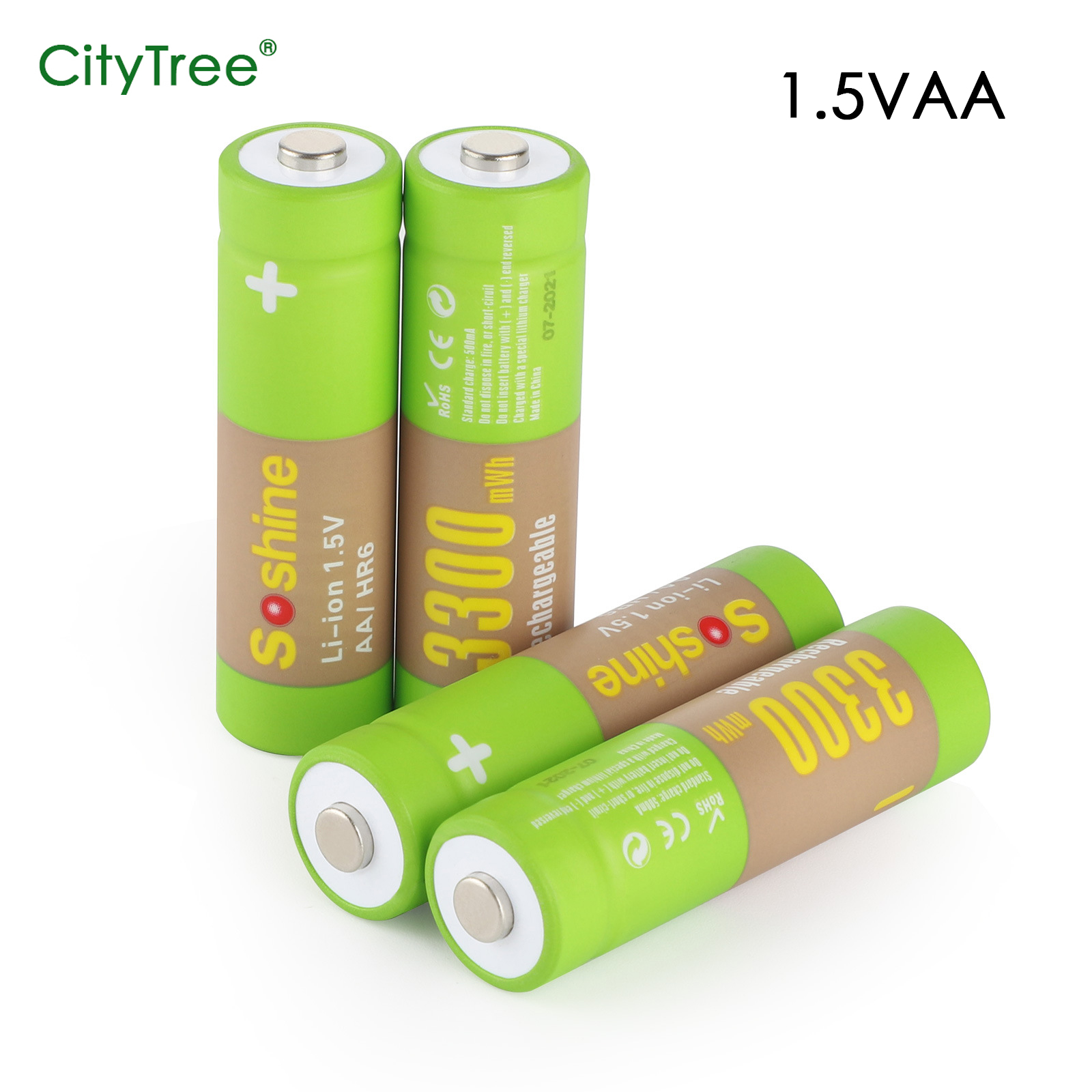 Piles AA rechargeables au lithium pour lampe de poche, jouets et montre, remplacement du lecteur MP3, 24.com, 1.5V, 3300mWh Pipeline, Green AA