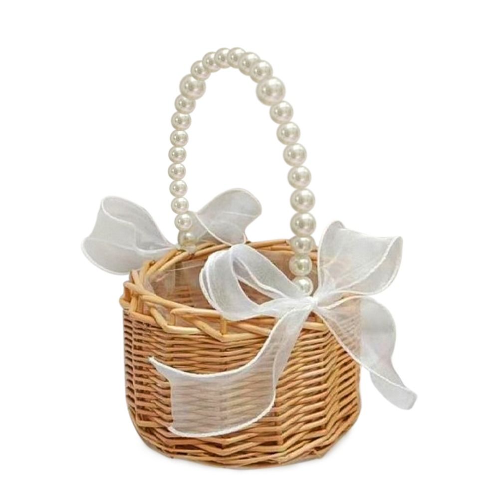 Weiden-Rattan-Blumenmädchen-Körbe, gelb, stabiler Blumenarrangement-Korb, Picknick-Behälter, handgefertigte Halbmondkörbe aus Korbgeflecht: verrotten