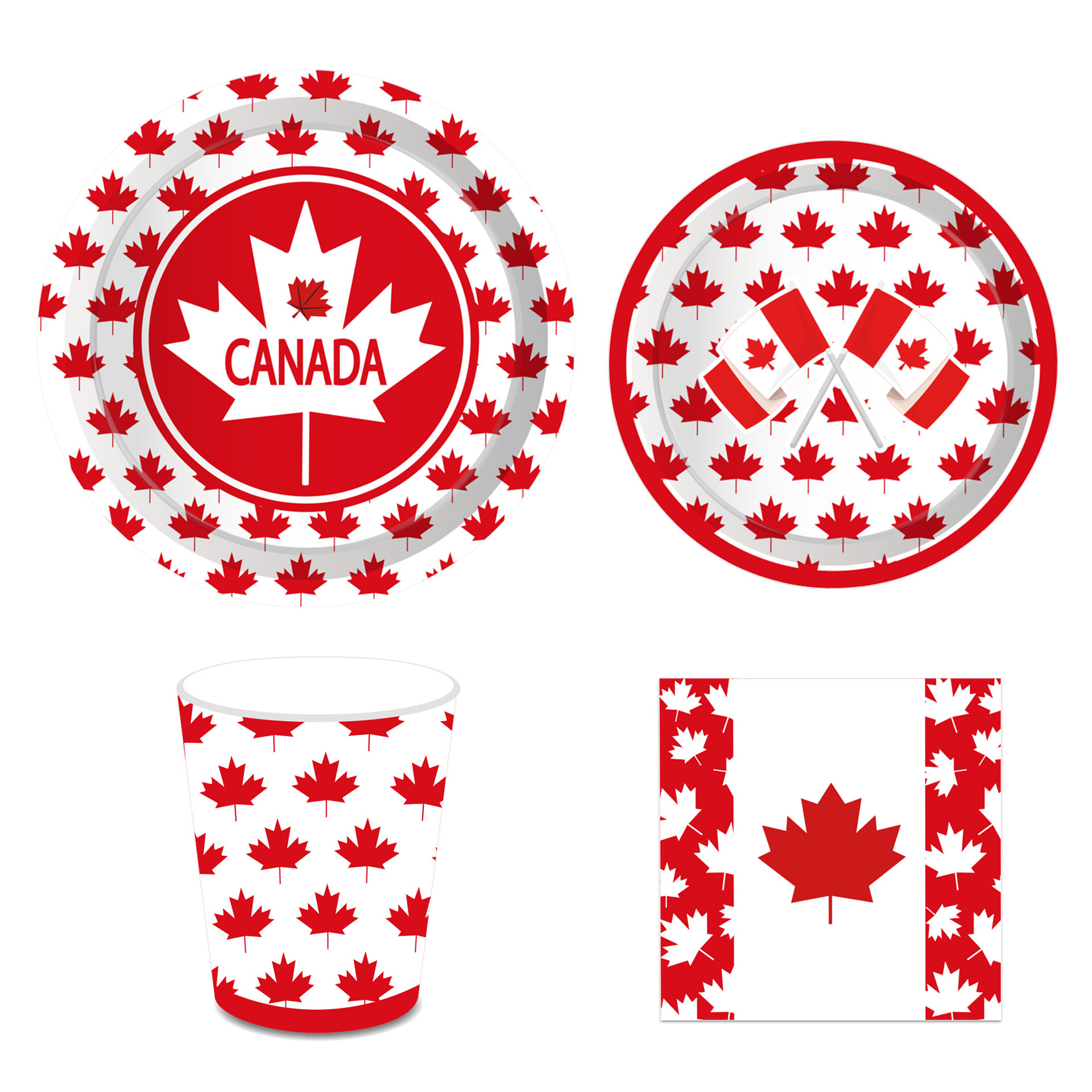 Canadese vlag Canada Servies Verjaardagsfeestje Benodigdheden Borden Kopjes Servetten Kopjes Servies Decoraties