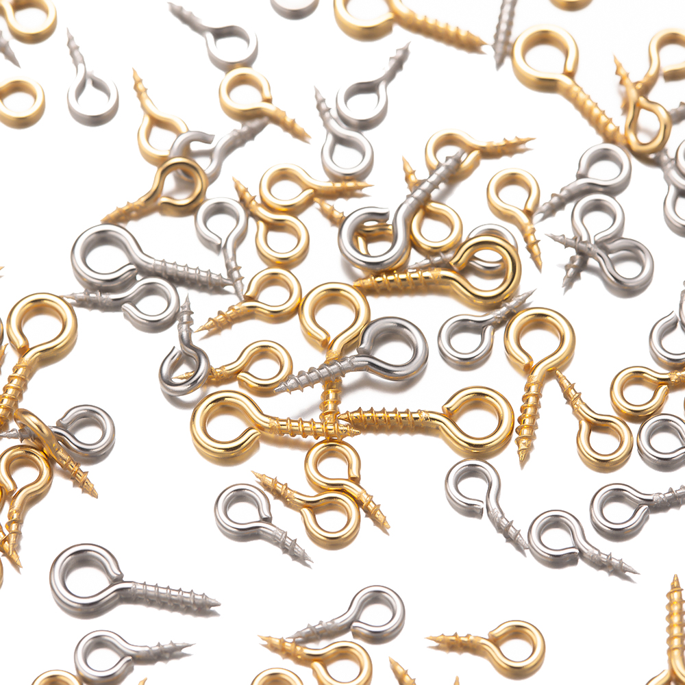 50 stuks roestvrij staal kleine schroef ogen pin borgtocht pin sluitingen haken voor doe-het-zelf half geboorde kralen hars sieraden oorbel maken vinden