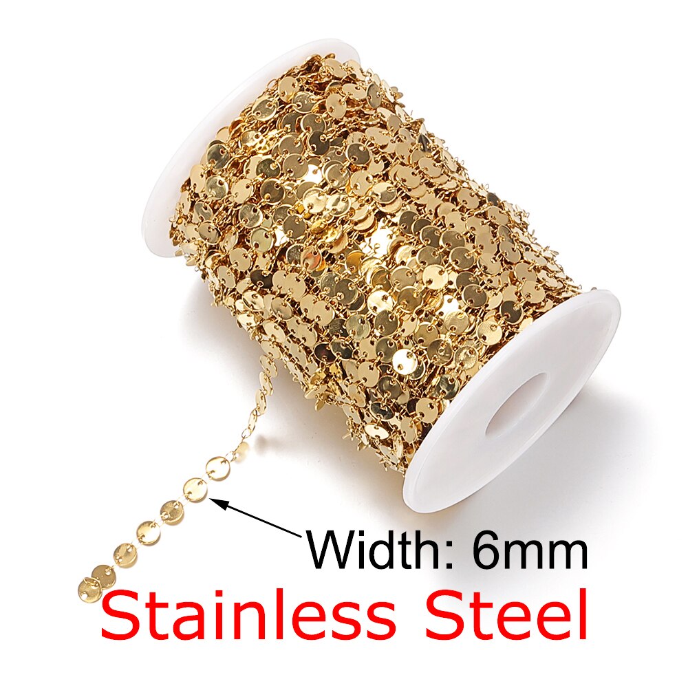 No Faded 1meter Chains Star Link Copper Chains DIY Jewelry Findings for Women Necklace Bracelet Making Supplies: 07 - 5-6mm Steel