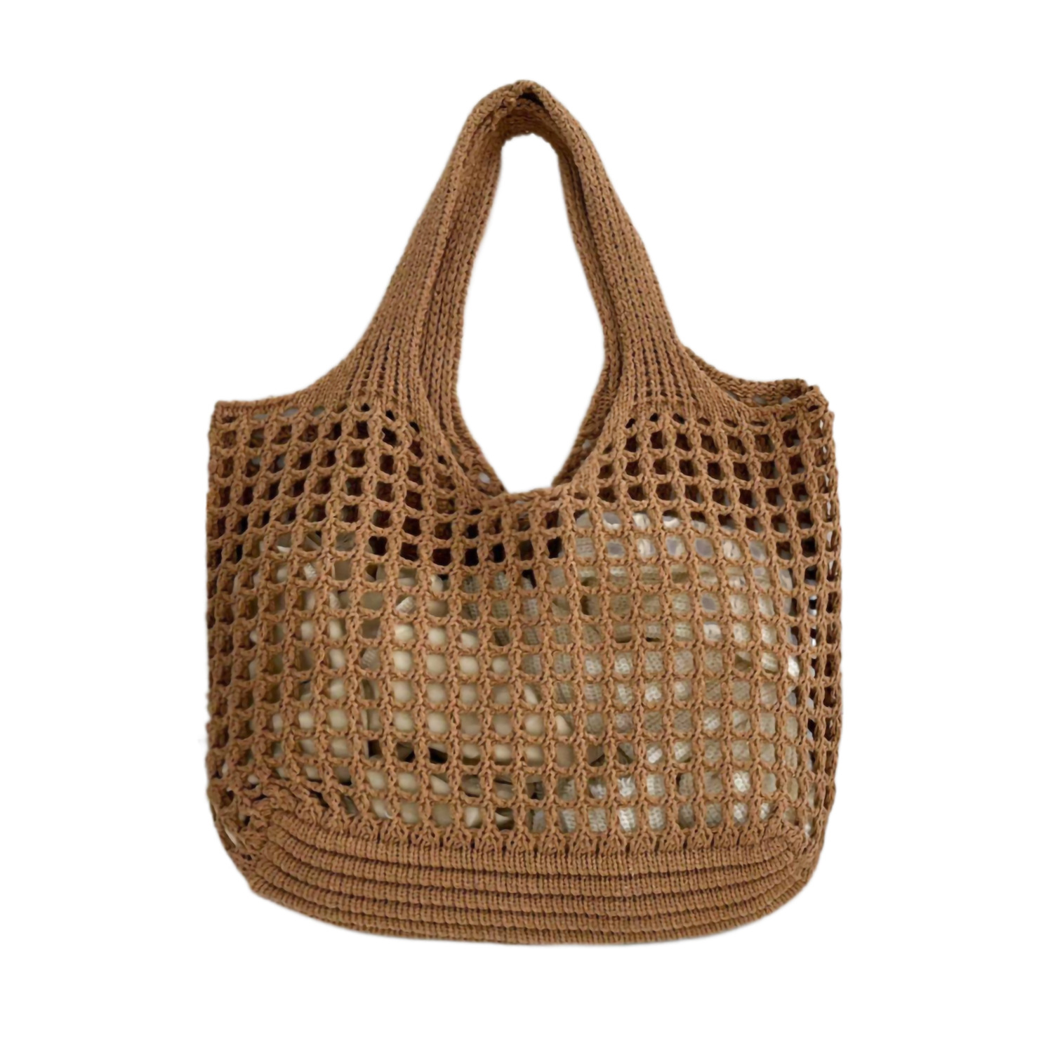 Bolsa tote feminina de crochê, bolsa de praia vazada, grande capacidade, moda de malha, cor sólida, bolsa de compras simples para viagens e férias: Azul
