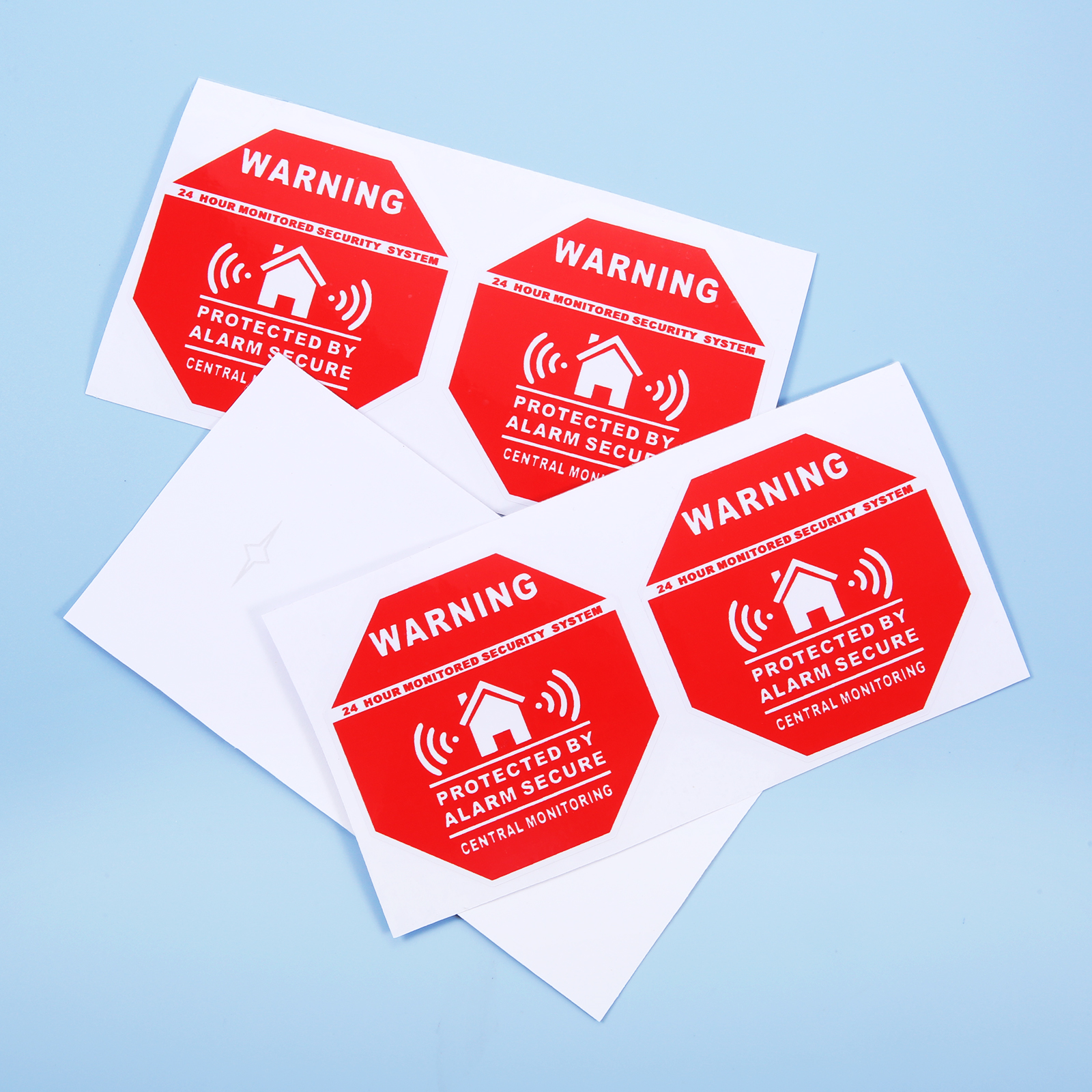 4pcs Warning Sticker "24 Hour Monitored Alarm Secure System" Self-adhesive 2.87" Indoor/Outdoor Safety Door Sign Security Decal