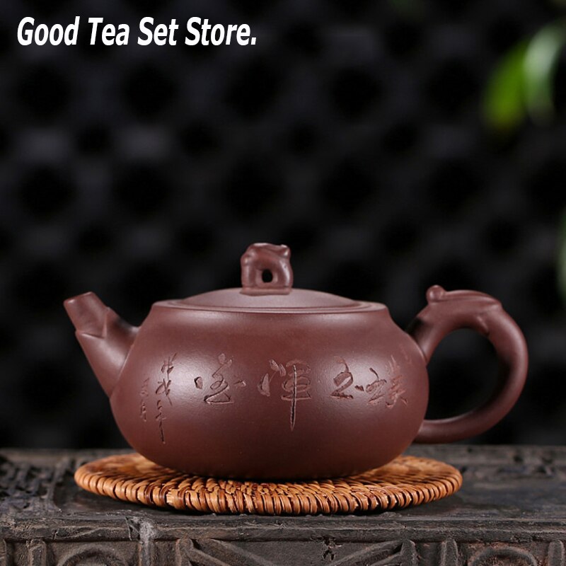 Yixing Theepot Pot Paarse Klei Hand Gesneden Dragon Handvat Theepot Zisha Ketel Teaset Theeceremonie Thee Accessoires Kung Fu thee Set