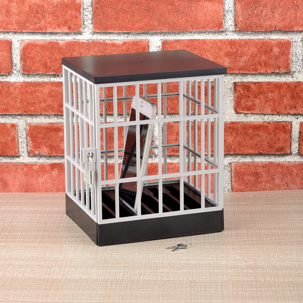 Mobile Phone Jail Cell Prison Lock Up Safe Smartphone Home Table Office Gadget Storage Box Locking Cage Party Storage