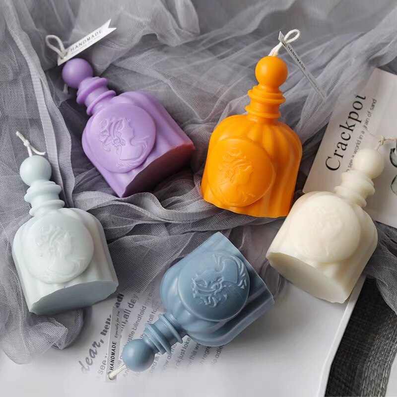 3D Parfumflesje Vorm Kaars Siliconen Mal Leuke Schedel Geurkaars Maken Wax Mould Handgemaakte Zeep Mallen