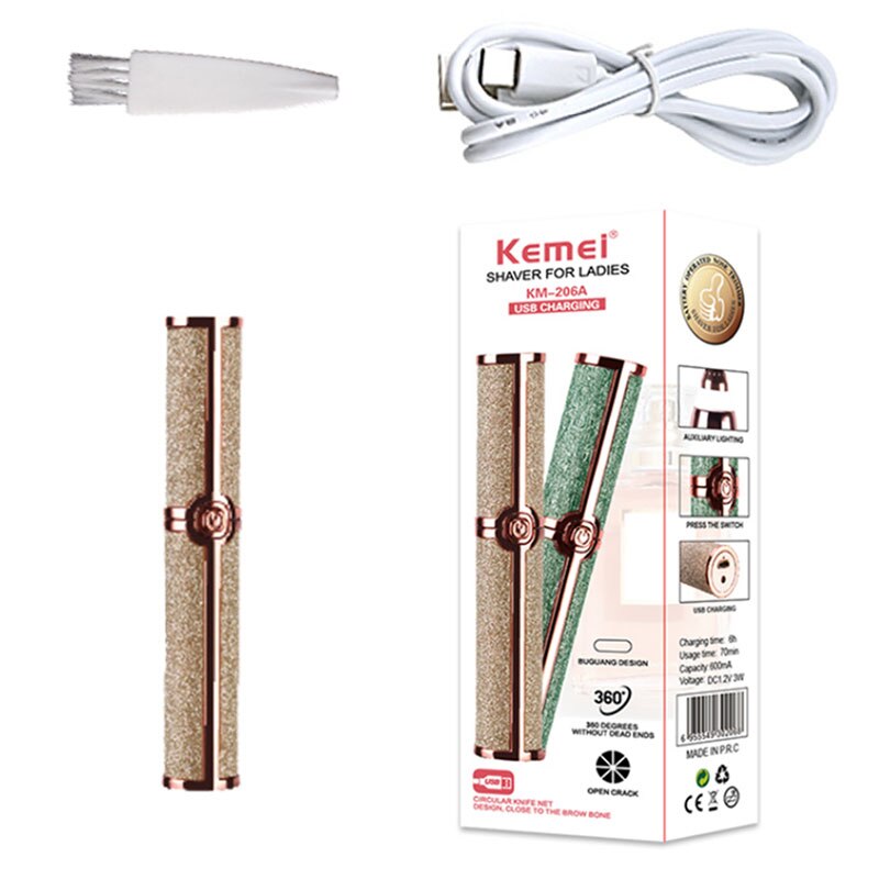 Originele Oplaadbare Elektrische Wenkbrauw Epilator Vrouwen Pen Trimmer Facial Scheerapparaat Neus Oor Vrouwelijke Ontharing Wenkbrauw Shaper: Goud