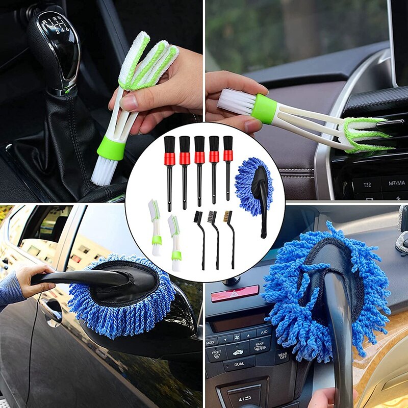 11 Stuks Auto Detaillering Borstel Set Auto-interieur Reiniging Kit Motor Cleaning Kit Voor Schoonmaken Auto Interieur Exterieur