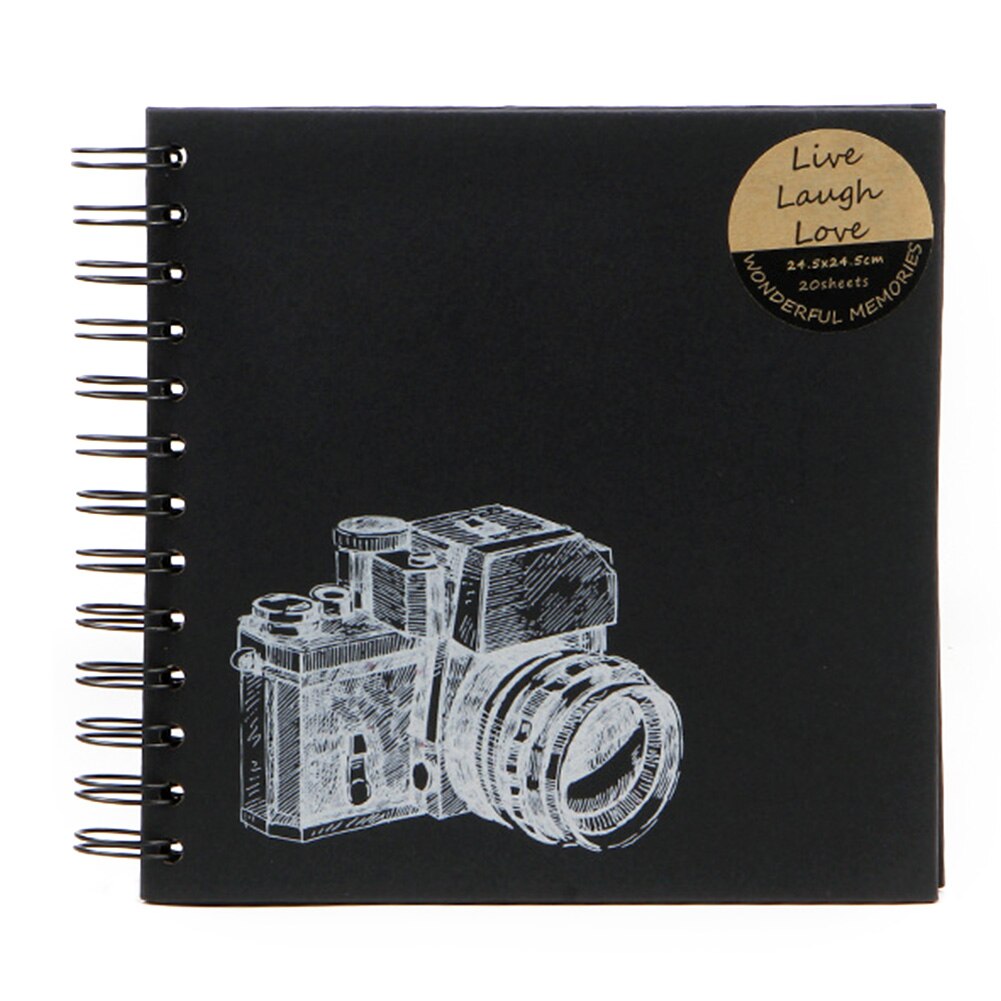 DIY Craft Storage Travel Home Family Memory Loose Leaf Graduation Photo Album Camera Portable Black Cardboard Anniversary: L
