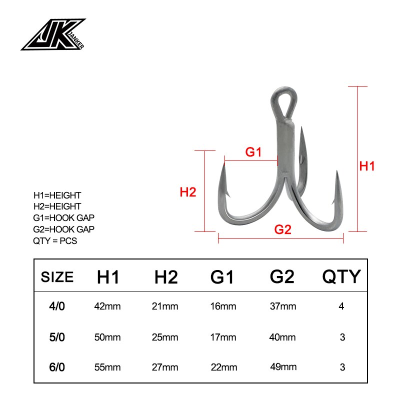 Jk GT-R77 4/0 5/0 6/0 Dreggen Vissen 7X Sterke Triple Vishaken Tee Haak Doos Dreg Zeevisserij accessoires