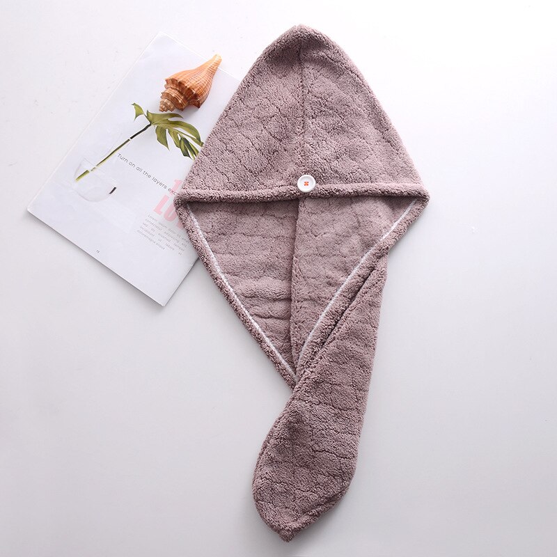 ANRUI 100% Cotton Ladies Hair Drying Cap Quick Dry Towel Bath Cap, Wraps Moisture Absorbent Household Bathroom Amenities: brown