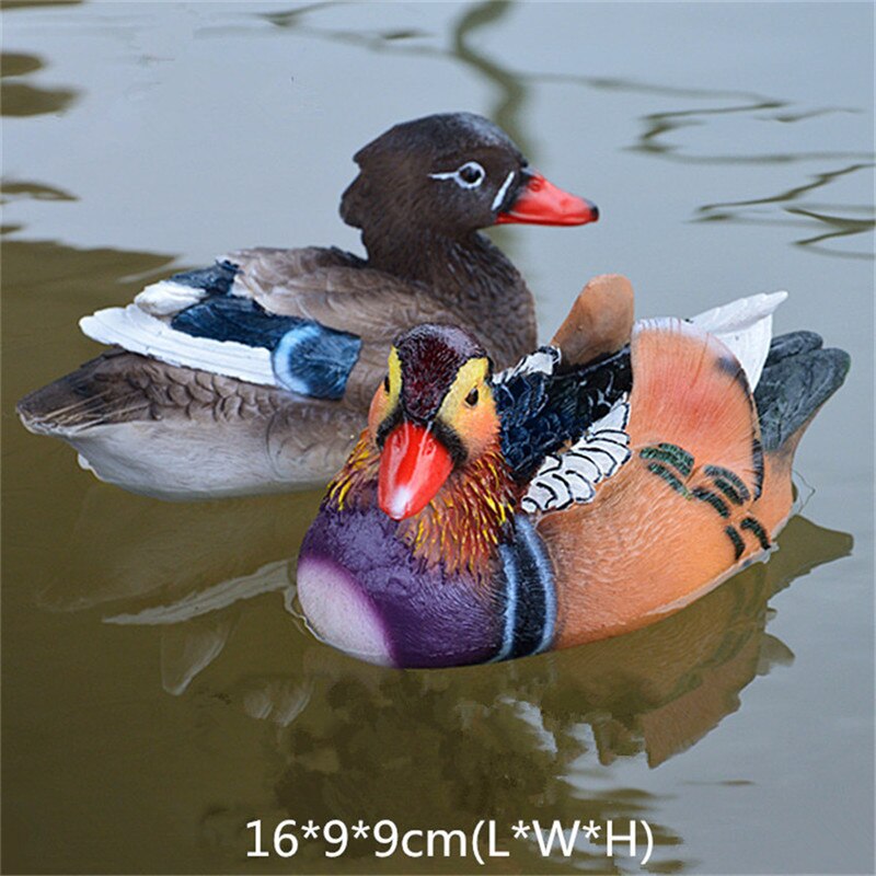 2pcs/lot Garden Ornaments Outdoor Floating Duck Lawn Pool Animal Craft Pond Resin Flamingo Miniature Figurines Decoration: A01