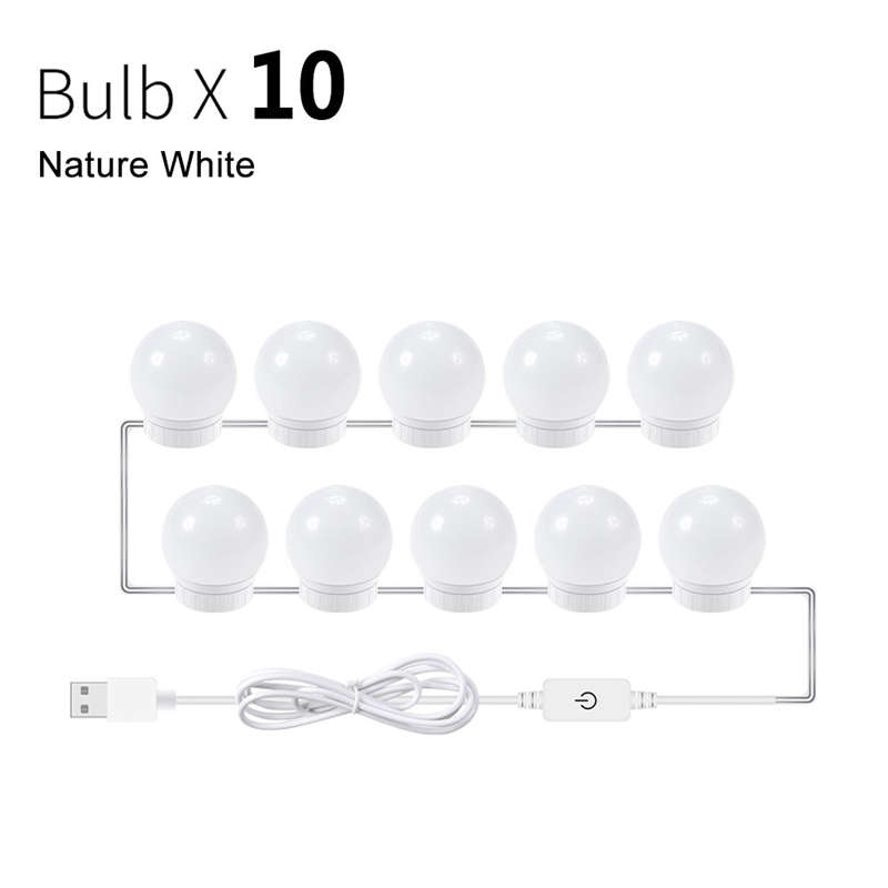 Maquillaje LED lámpara de luz de bulbo 12V Luz de relleno 2 6 de 10 a 14 Uds Hollywood espejo de vanidad lámpara atenuación de iluminación para tocador: 10 Bulbs