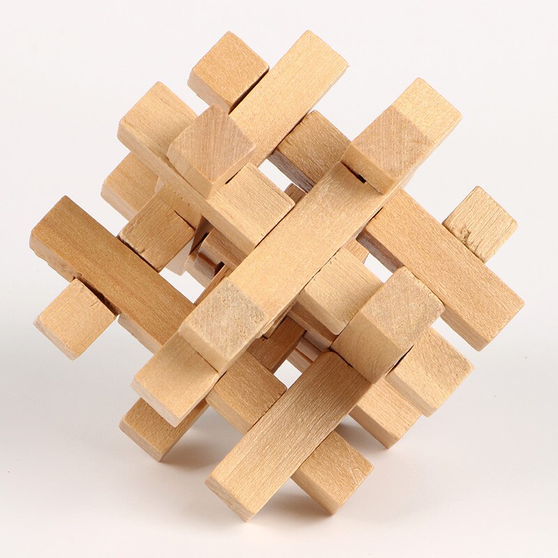 Kong Ming Luban Lock Chinese Traditional Toy Unique 3D Wooden Puzzles Classical Intellectual Wooden Cube Educational Toy Gi: 16