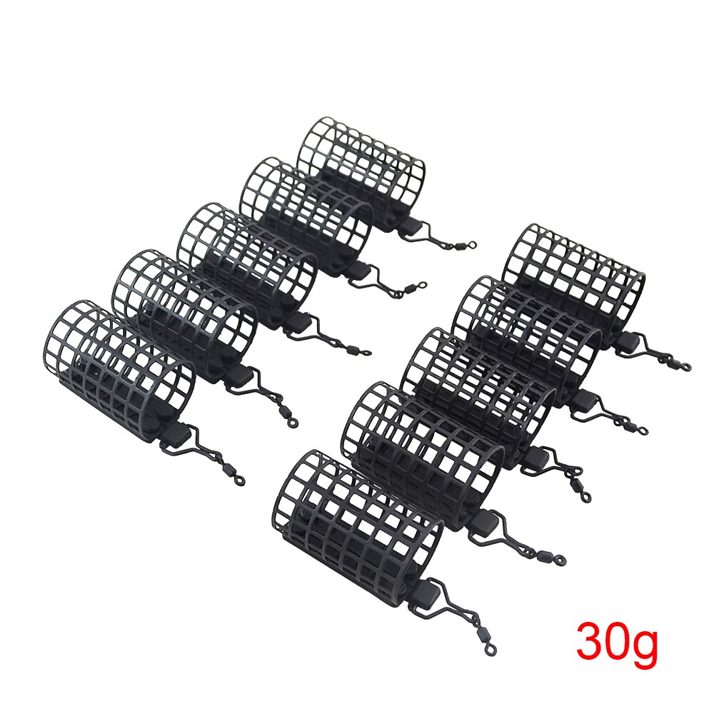 10x Visgerei Feeder Kooi Ronde Vierkante Voor Karper Grof Wedstrijd Barbeel Metalen Feeders 20G 30G 40G 50G 60G: Round 30g