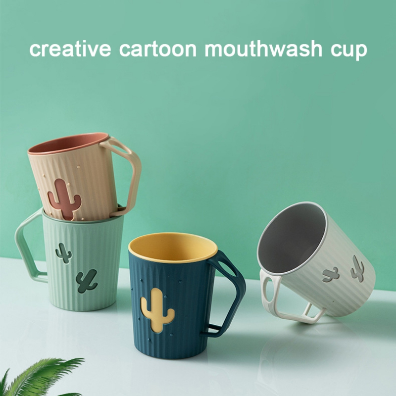 Bathroom Tumblers Cactus Mouthwash Cup Plastic Tooth Mug for Household Water Mug Home Travel Simple Toothbrush Holder